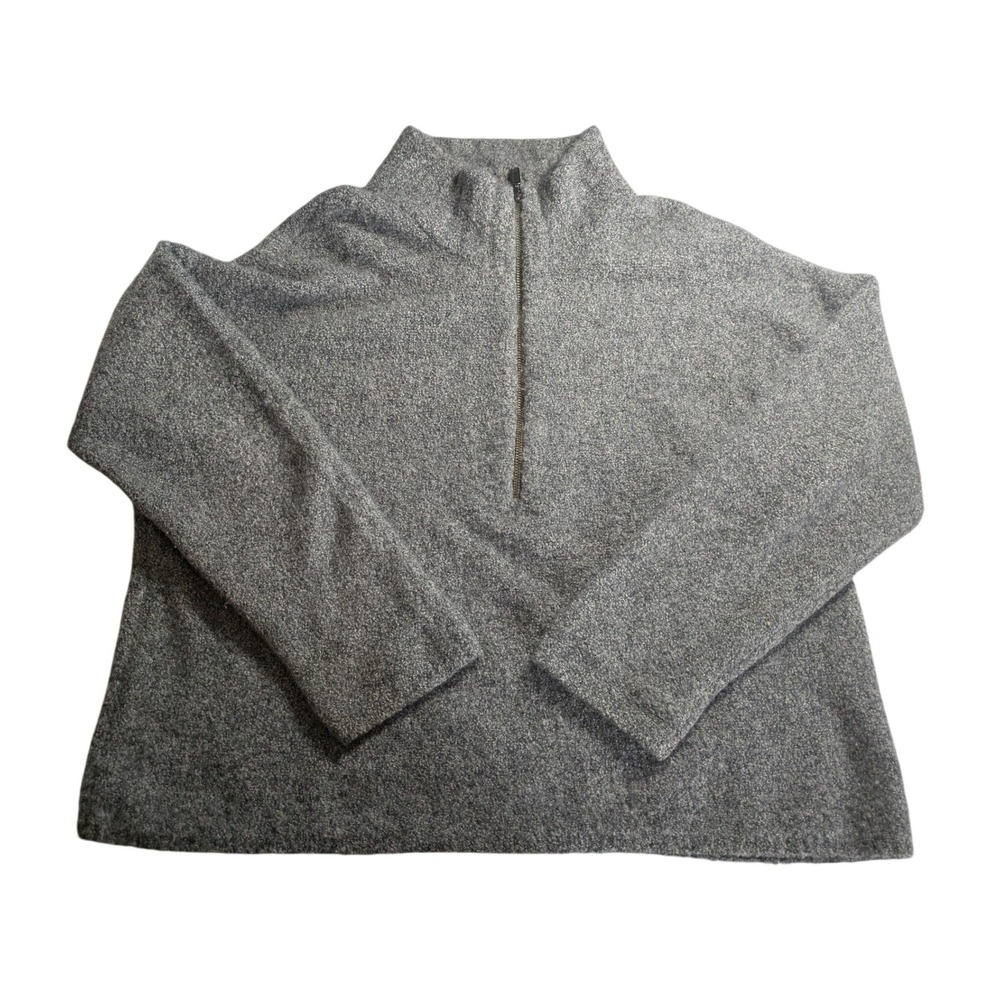 Garnet Hill XL Cashmere Boucle Sweater Quarter Zip Grey Sweater Turtleneck